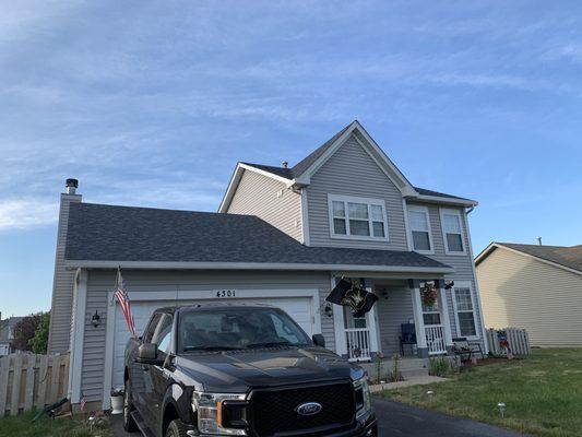 New roof; front of house