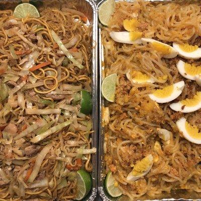 Left: Pancit. Right: Palabok