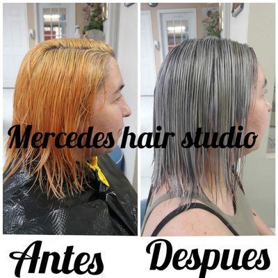 Cambio de color de naranja a plateado