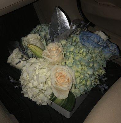 This was the bouquet sitting in my car and the photo doesn't do it Justice because this arrangement was absolutely stunning!!!!