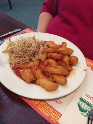 Sweet and Sour chicken. Nice take with having the sauce on the chicken, other places we have eaten have it on the side.