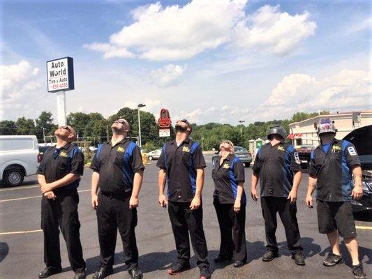 Auto World Tire & Auto team getting a glimpse of the eclipse!