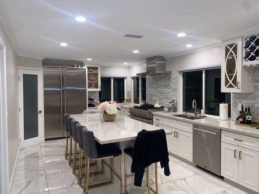 Kitchen area was designed and custom built by owners Simon and George.