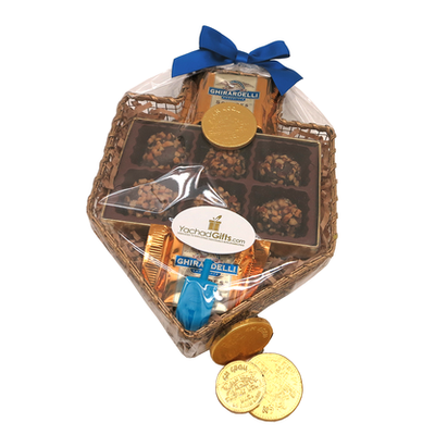 Chanukah Dreidel Gift Basket of Chocolate Marzipan for $18