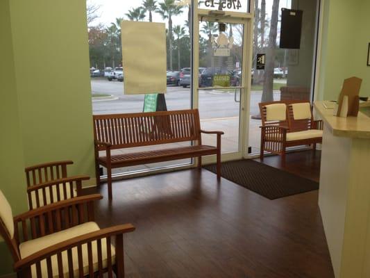 Waiting room near reception/front desk.