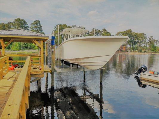 Custom Dock and Walkway with Boat lift