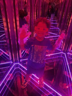 Five-year-old enjoying the maze