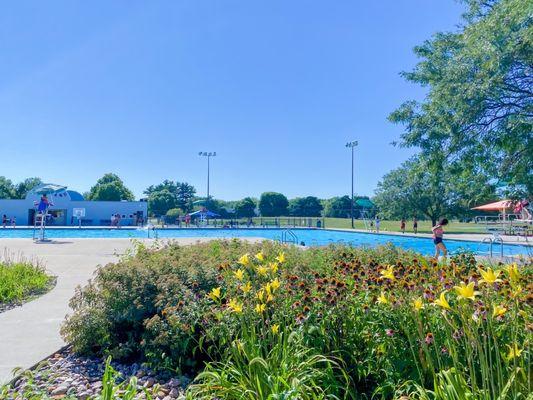 Overlooking pool from the east side