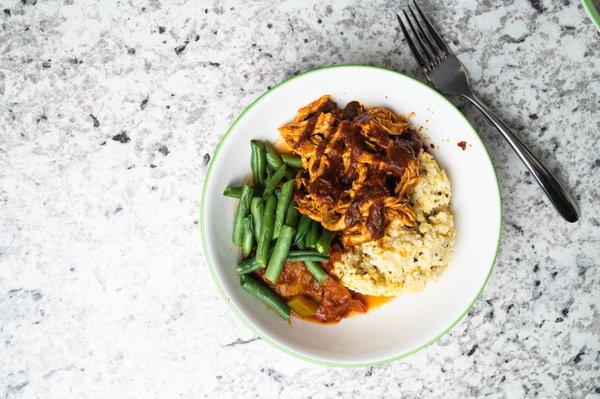 BBQ Pork and Creamy Polenta - Amazing!  This is the answer to - What's for dinner?