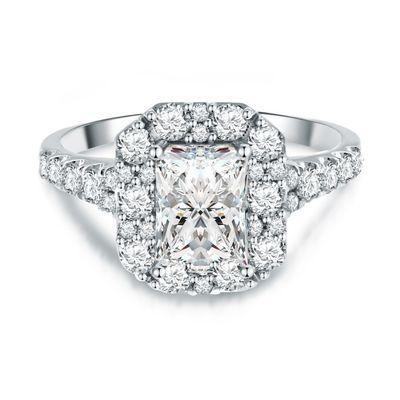 Large diamond halo ring