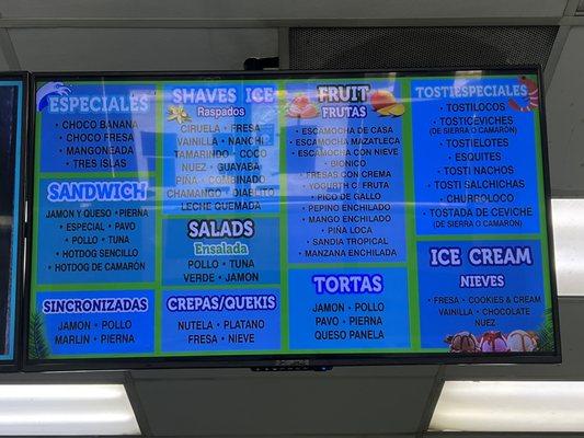 Menu as of April 27, 2022