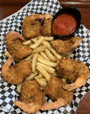 Breaded shrimp and fries