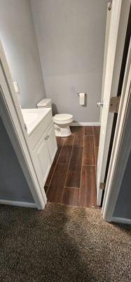 Tile Floor sweep and mop and carpet shampooed, toilet deep cleaned all around