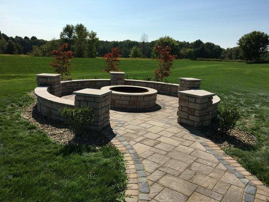 Custom cut fire ring and outdoor living space