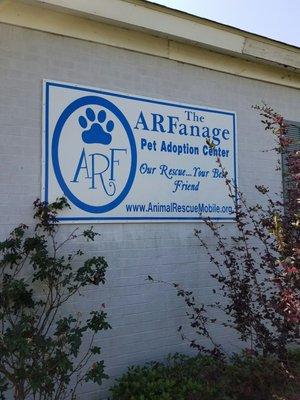 Signage on front of building.