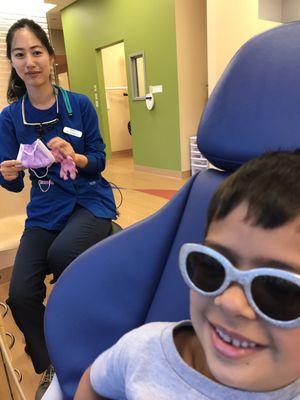 Getting ready for his examination with Dr. Kristen.