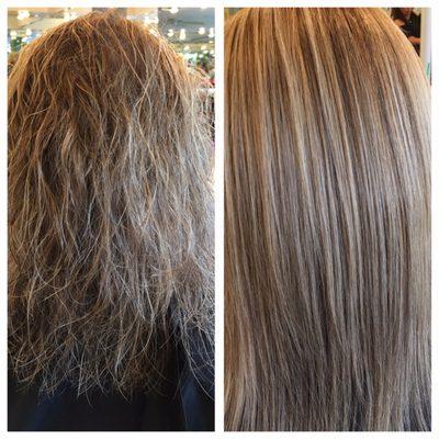 Book your fall keratin treatment for shiny and frizz free hair call Adele 845 634 0755