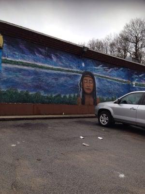 the infamous Ronkonkoma indian princess mural on the side of the deli