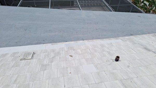 Flat Roof Hot Mop Granulated Membrane and Tile Replacement