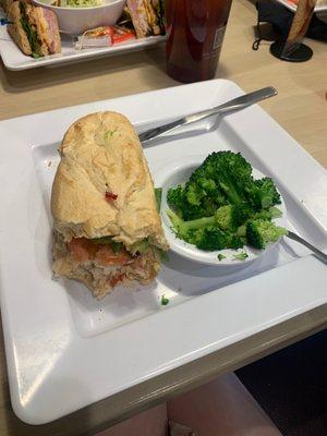 Spicy Turkey Melt and steamed broccoli