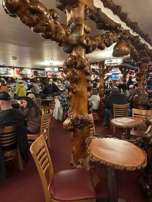 Their restaurant area is so beautiful with the wood with all the knots. The wood is everywhere which makes it special.