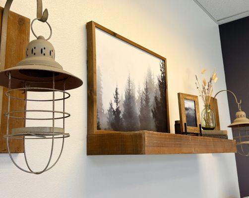 Nice decorative touches give the office a homey, welcoming feel.