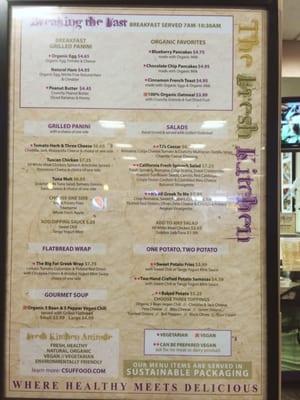 Menu as of 10/2015