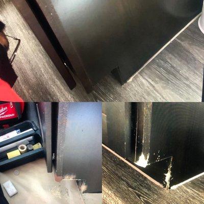 On-Site Repairs: Cabinet damaged due to puppy- no problem