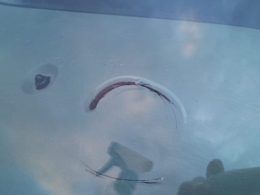 Very large, approx. 3" half bullseye break.. I can save this windshield but cannot wave my magic wand and make it dissapear.