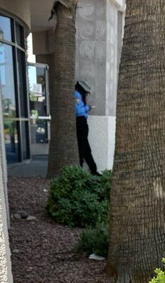 Security Guard? Laughing on her phone-I feel so safe going here