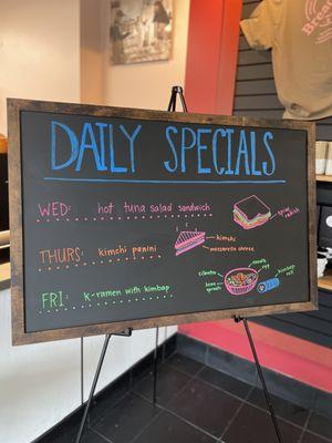 Daily Specials in August
- Hot Tuna Wednesday
- Kim Chi Thursday
- Ramen Friday