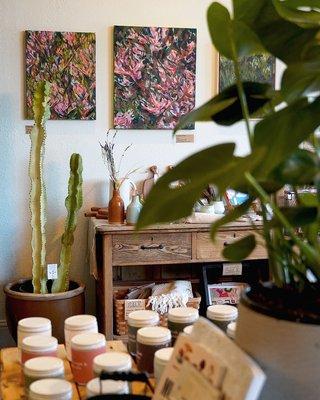 Fine Art, ceramics, candles, plants, home goods