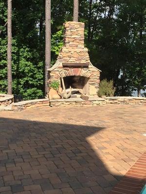 Outdoor Fireplace in Gastonia, NC. We also provide services as irrigation systems, landscape designer, lawn maintenance, ligh...