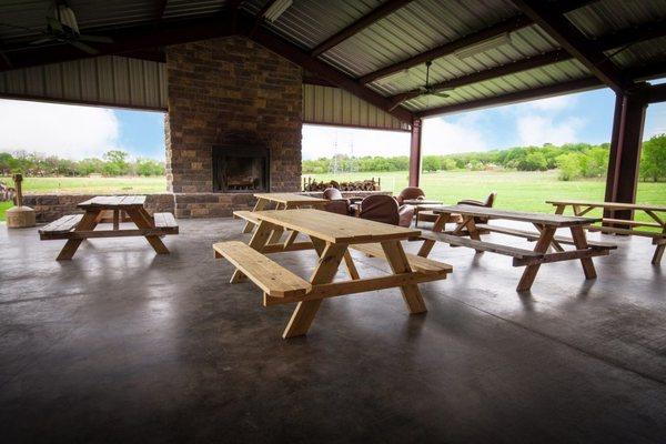 Outdoor gazebos situated on Stonegate Center Creekside's premises provide a framework for fellowship under a shaded, open-air pavilion.