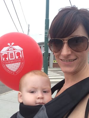 Walking home w a big red balloon after Jack's first dentist apt!!