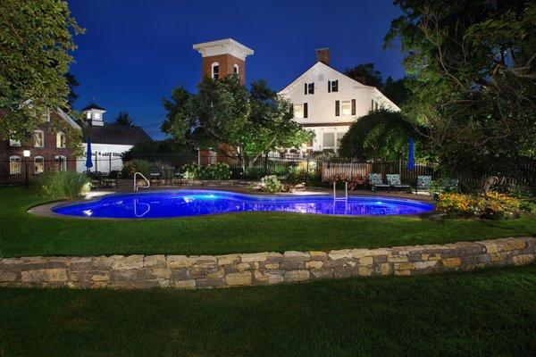 Backyard pool installation and landscape design.