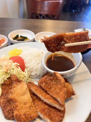 Pork cutlets and gravy - she's amazing.