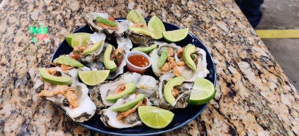 Oysters and shrimp, lots of lime.