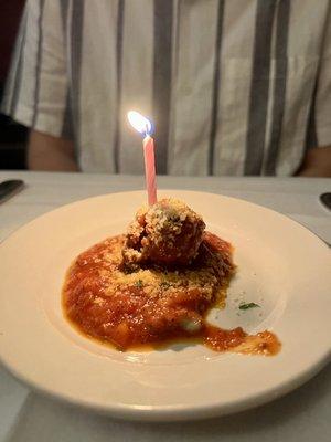 Bday meatball. So cute.