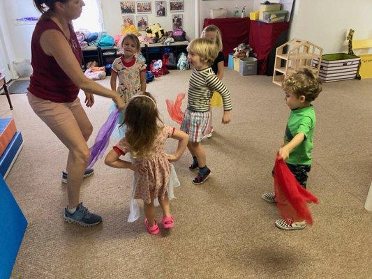 Scarf dancing at summer camp