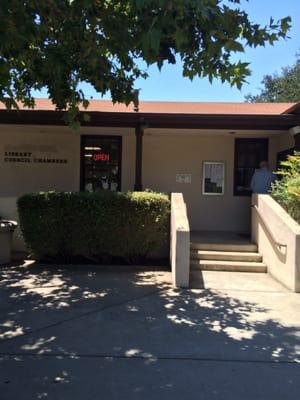 The front of the library