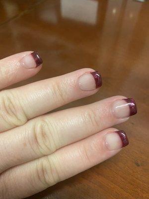 Deep Purple Glitter French Manicure with Gel - Sonny's work is perfection!