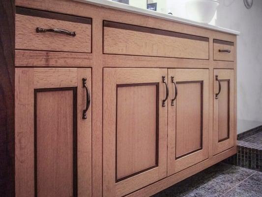 Bathroom vanity, built and installed by North Coast Cabinets.