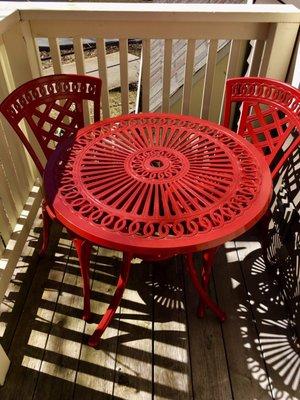 Cute seating in the front patio.