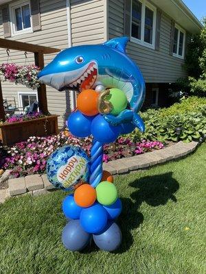 Shark Birthday Balloon Column