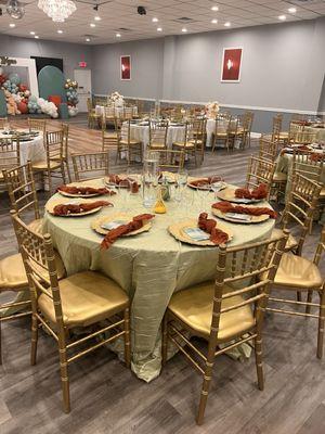 Chairs tables hall