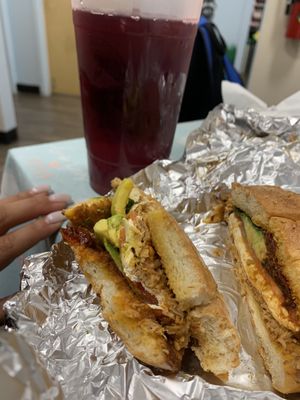 Cemita and hibiscus water