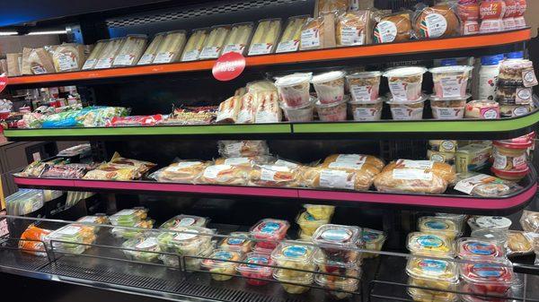 Sandwiches and salads,fruit cups very well stock.