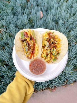 Veggie Breakfast Taco & Chorizo Breakfast Taco