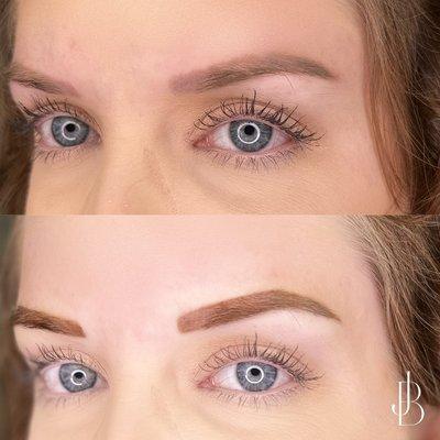 Color boost for this beautiful blue eyed wonder! Powder brow gives you a shadow finished look.